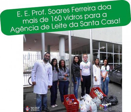 Alunos da E. E. Professor Soares Ferreira fazem doação para a Santa Casa de Misericórdia de Barbacena